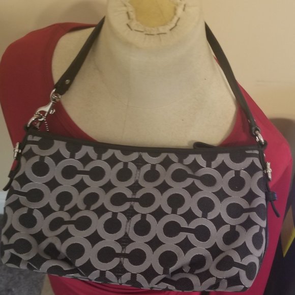Coach Small Black and Silver Signature Handbag With COA - Picture 4 of 4